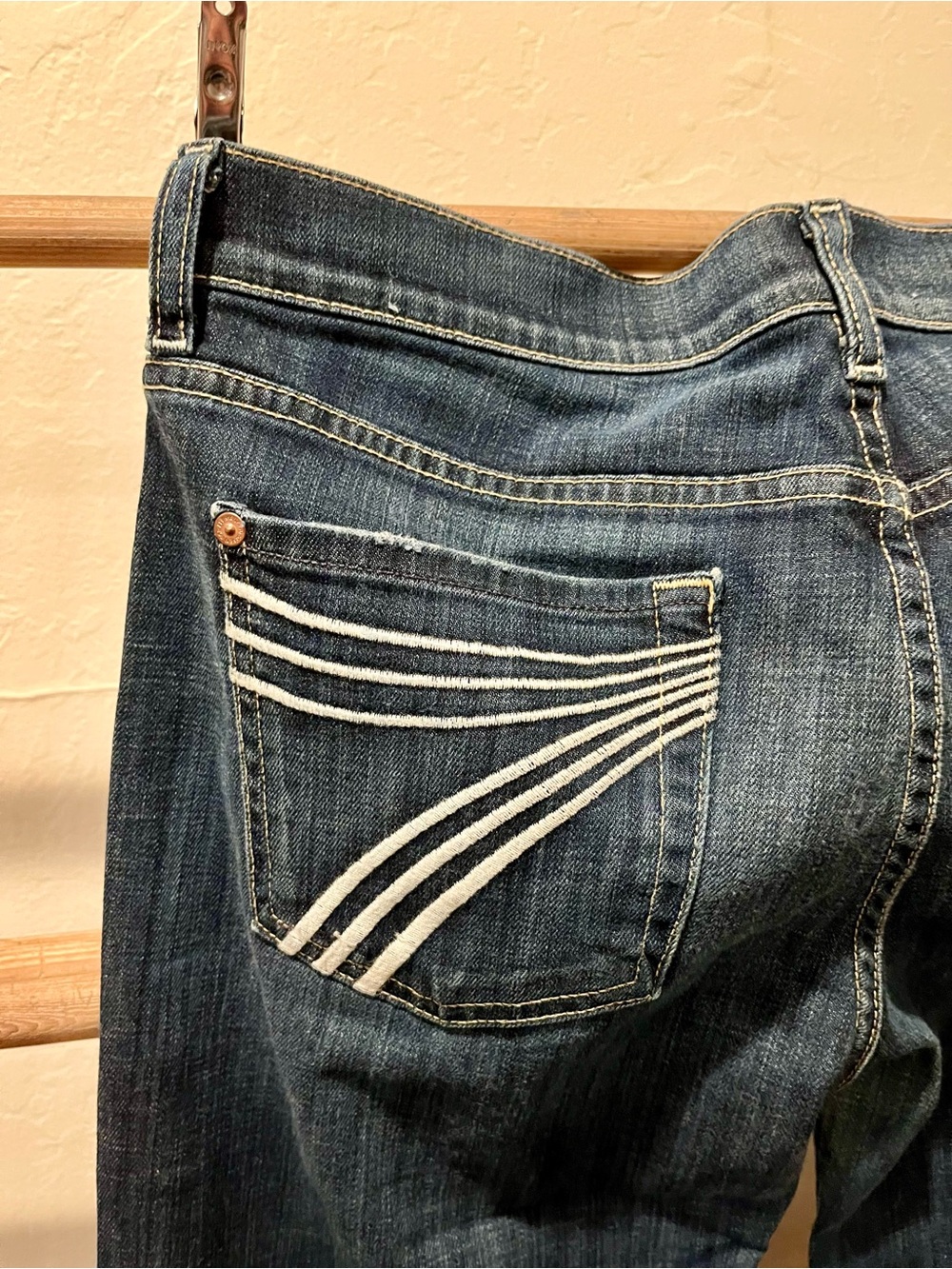 7 For All Mankind Dojo Trouser Dark Blue Bootcut Jeans - Picture 3 of 11